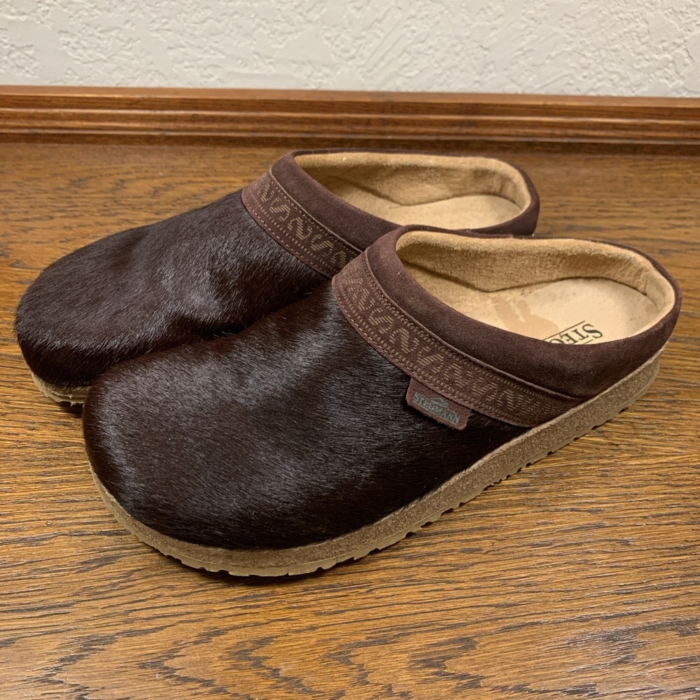 Stegmann Linz Clogs Women's 11 Hair On Hide & Suede Chocolate Brown Portugal